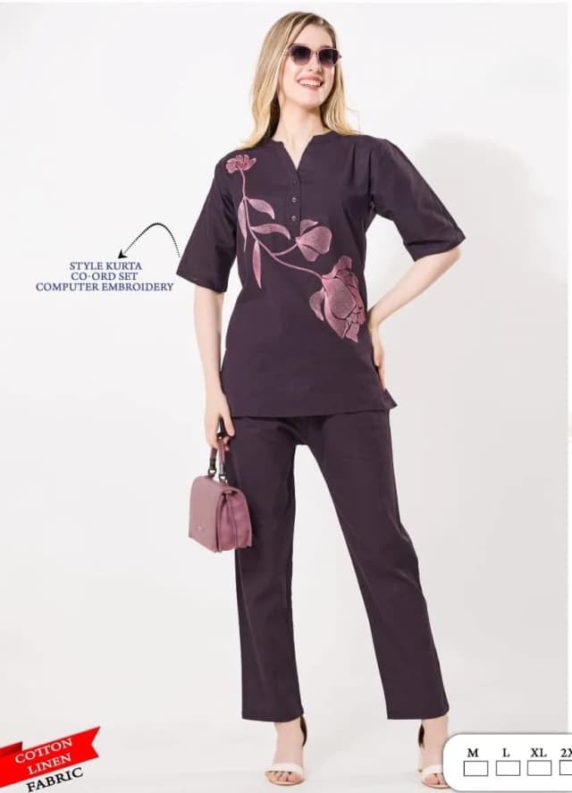 Linen Embroidered Co-Ord Set