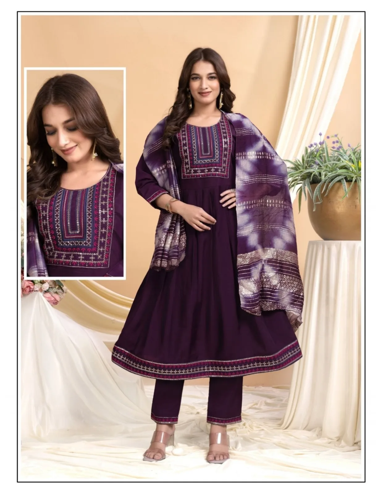 Roman Silk Anarkali Set